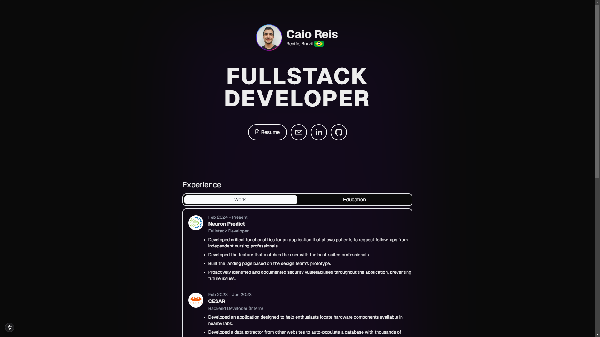 Personal Portfolio screenshot